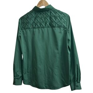 X-Company Woven Back Green Long Sleeve Button Up Blouse